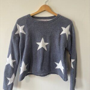 Blue Fuzzy Star Sweater – Size Small